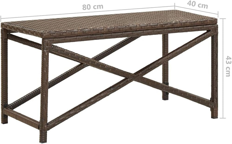 Susany Gartenbank Bank Hockerbank aus Poly Rattan, Sitzbank Garten Bank Parkbank Gartenmöbel 80 x 40