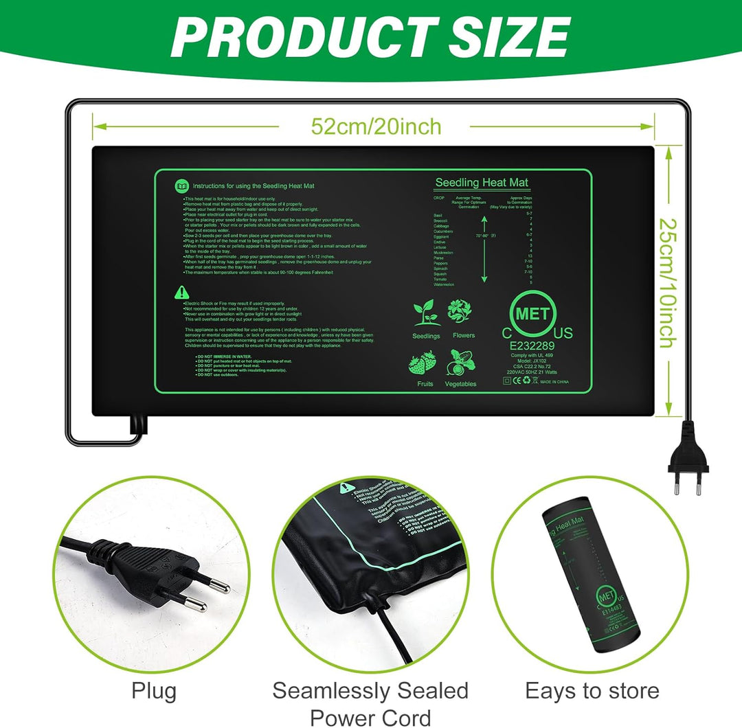 2 Stücke Heizmatte Pflanzen, Heizmatte Mit Thermostat, Wärmematte Für Sämling Germination Und Hausti