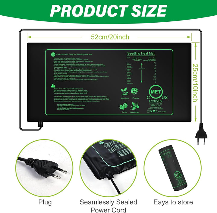 2 Stücke Heizmatte Pflanzen, Heizmatte Mit Thermostat, Wärmematte Für Sämling Germination Und Hausti