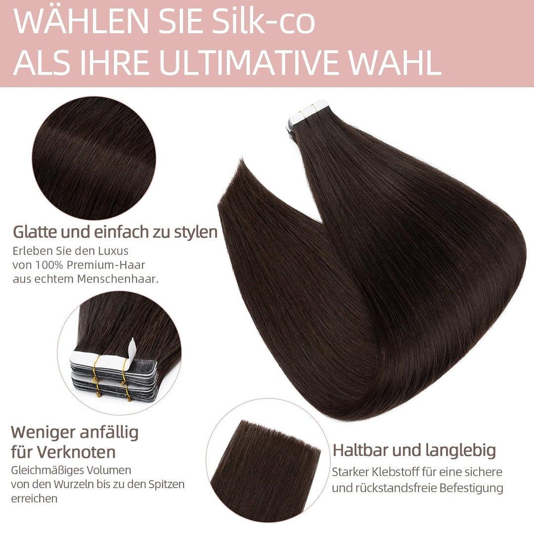 Silk-co Tape in Extensions Echthaar 20stk, leicht Version Tape Extensions Echthaar, Remy Haarextensi