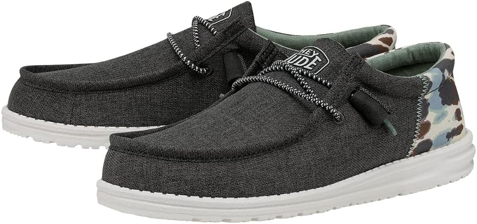 Hey Dude Herren Wally Slub Canvas Moc Toe Shoes 41 EU Grau, 41 EU Grau