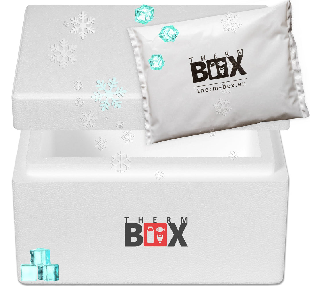 THERM BOX Styroporbox 5W mit 1x Kühlakku für Kühlbox 5,9L Innen: 25x19x12cm Transportbox Thermbehält