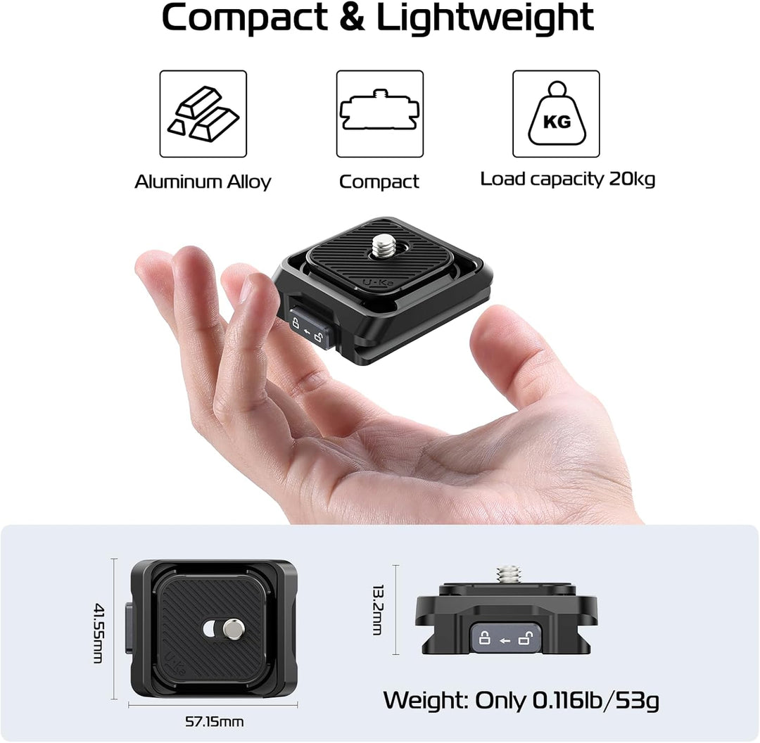 ULANZI Uka Quick Release Plate and Base Kit, UKA01 Kamera-Schnellwechselplatte mit 1/4', 3/8' Schrau
