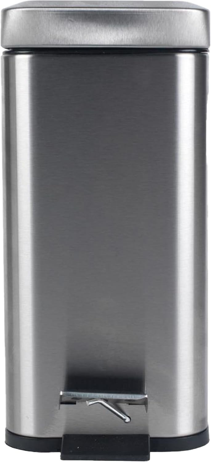 Beldray LA041173SS Treteimer für Badezimmer – Abfalleimer mit rechteckigem Soft-Close-Deckel, Küchen
