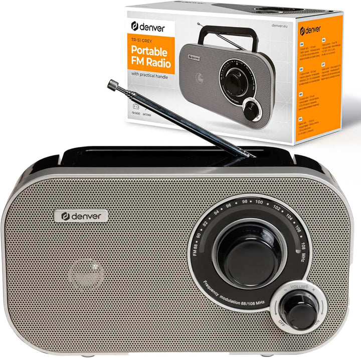 Denver TR-51 UKW-Radio mit analogem Tuning, Grau