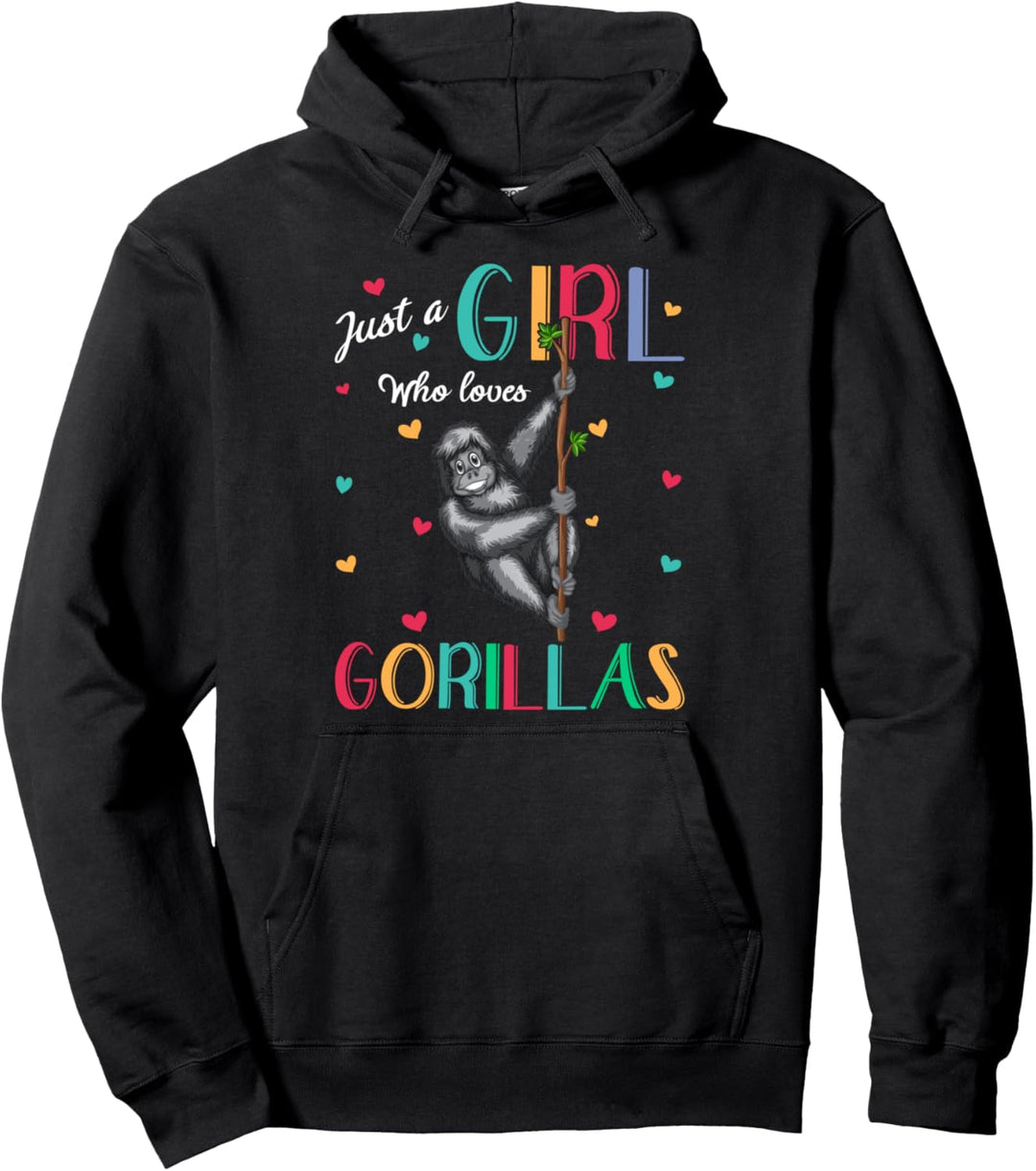 Just A Girl Who Loves Gorillas Shirt Gorilla Gift Pullover Hoodie
