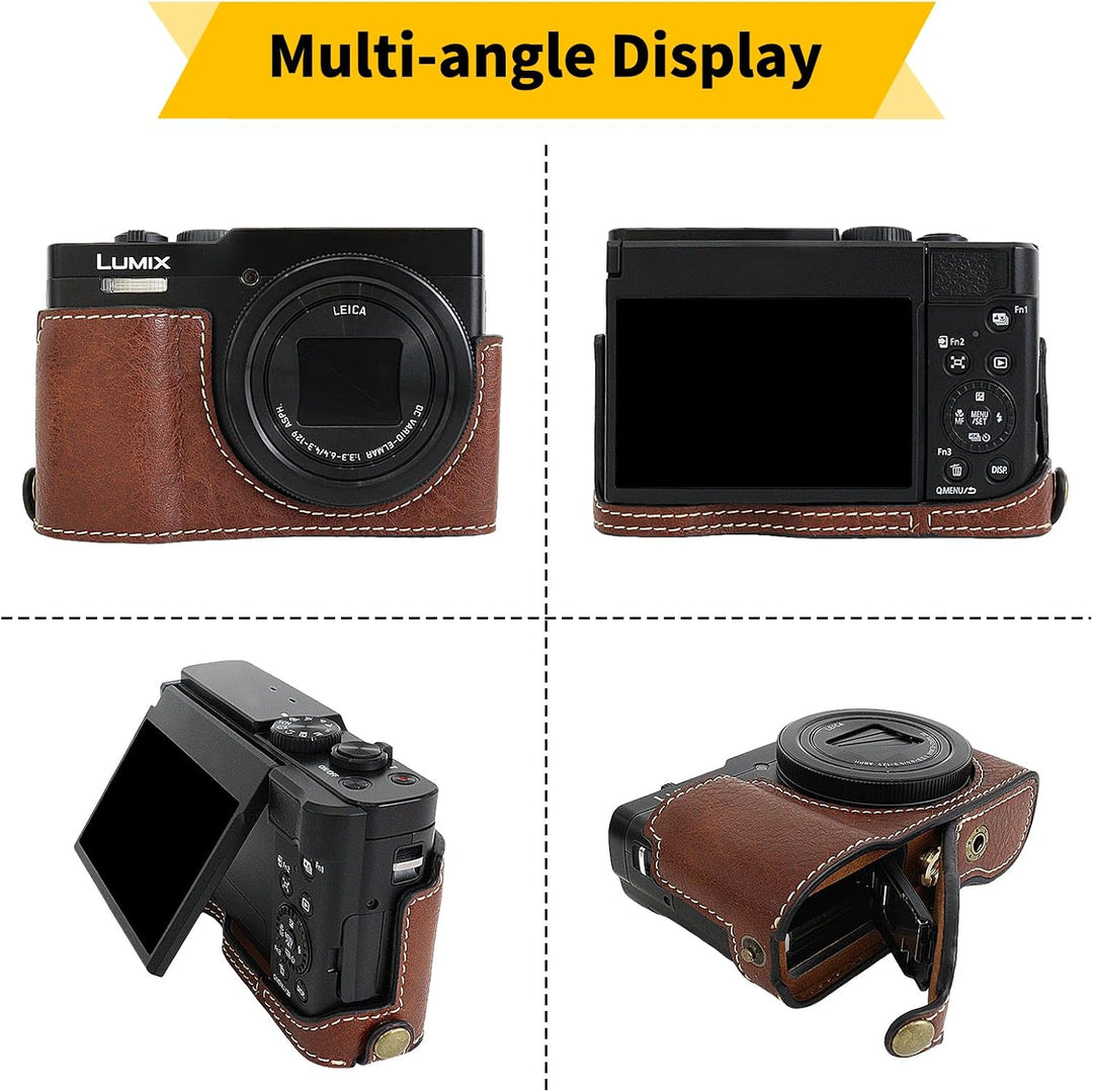 Rieibi TZ99 Kameratasche, PU Leder Kameratasche für Panasonic Lumix DC-TZ99 Digitalkamera, abnehmbar