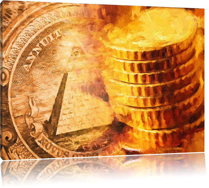 Pixxprint Illuminati Pyramide als Leinwandbild/Grösse: 100x70 cm/Wandbild/Kunstdruck/fertig bespannt