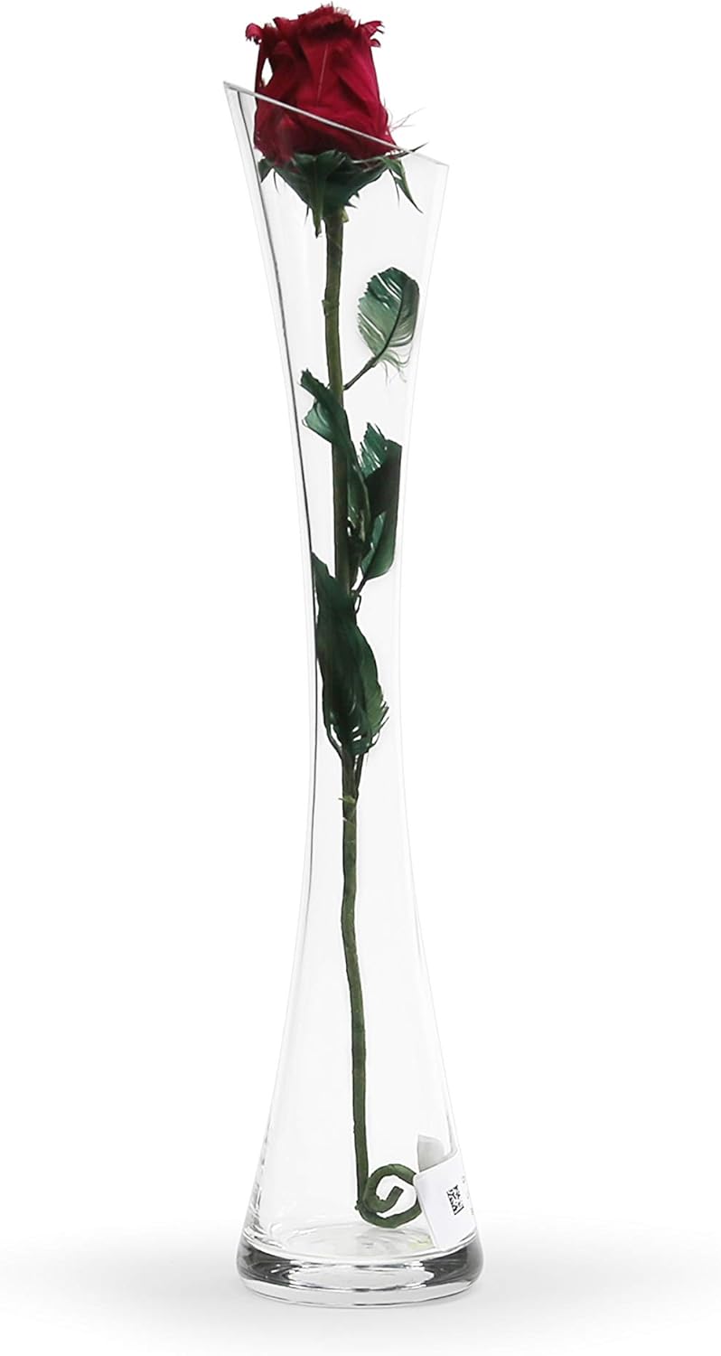 WGV Bud Vase, Höhe 40,6 x 36,8 cm, schräg Geschnittener offener Schnitt, 7,6 cm, klare Maria Glasvas