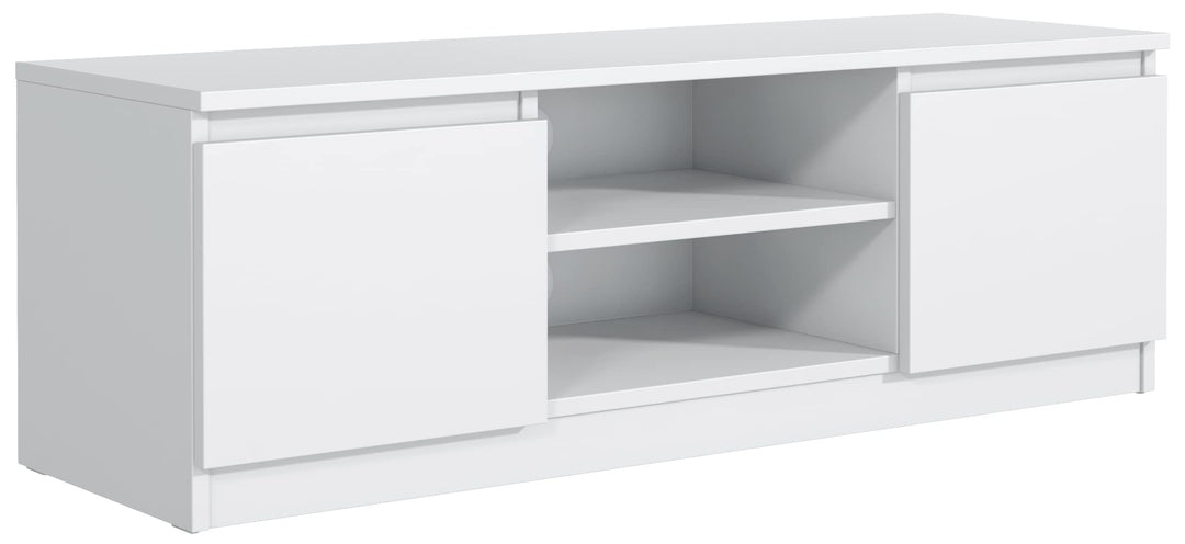 meble masztalerz TV Schrank Weiss Matt mit 2 Ablagen und 2 Türen, 140 cm, Lowboard, Stehender RTV Sc