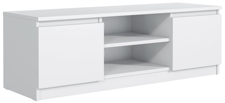 meble masztalerz TV Schrank Weiss Matt mit 2 Ablagen und 2 Türen, 140 cm, Lowboard, Stehender RTV Sc
