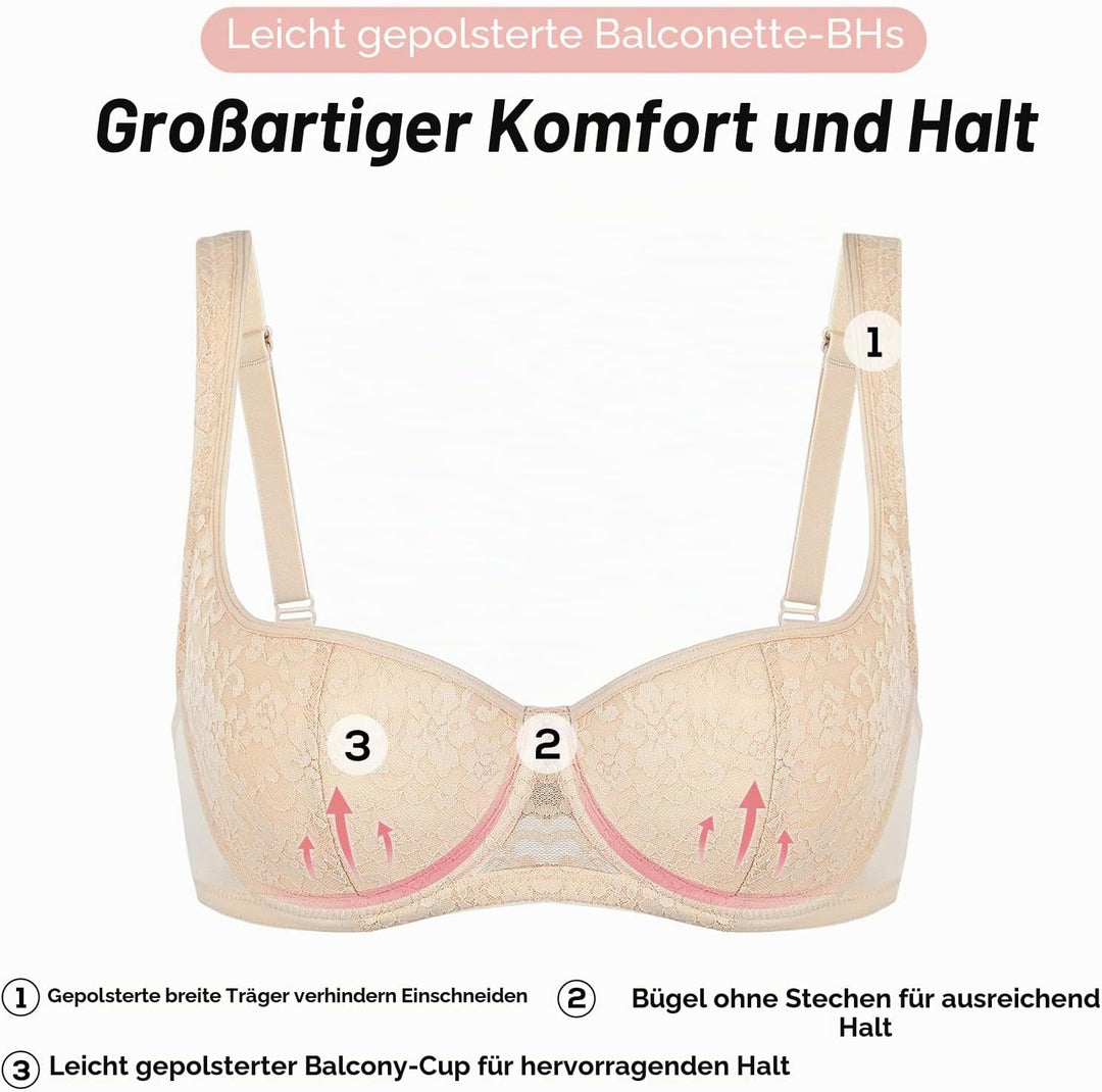DOBREVA Damen tiefer Rücken BH Leicht Gepolstert Bügel T Shirt BHS Neckholder Unsichtbar Rückenfrei