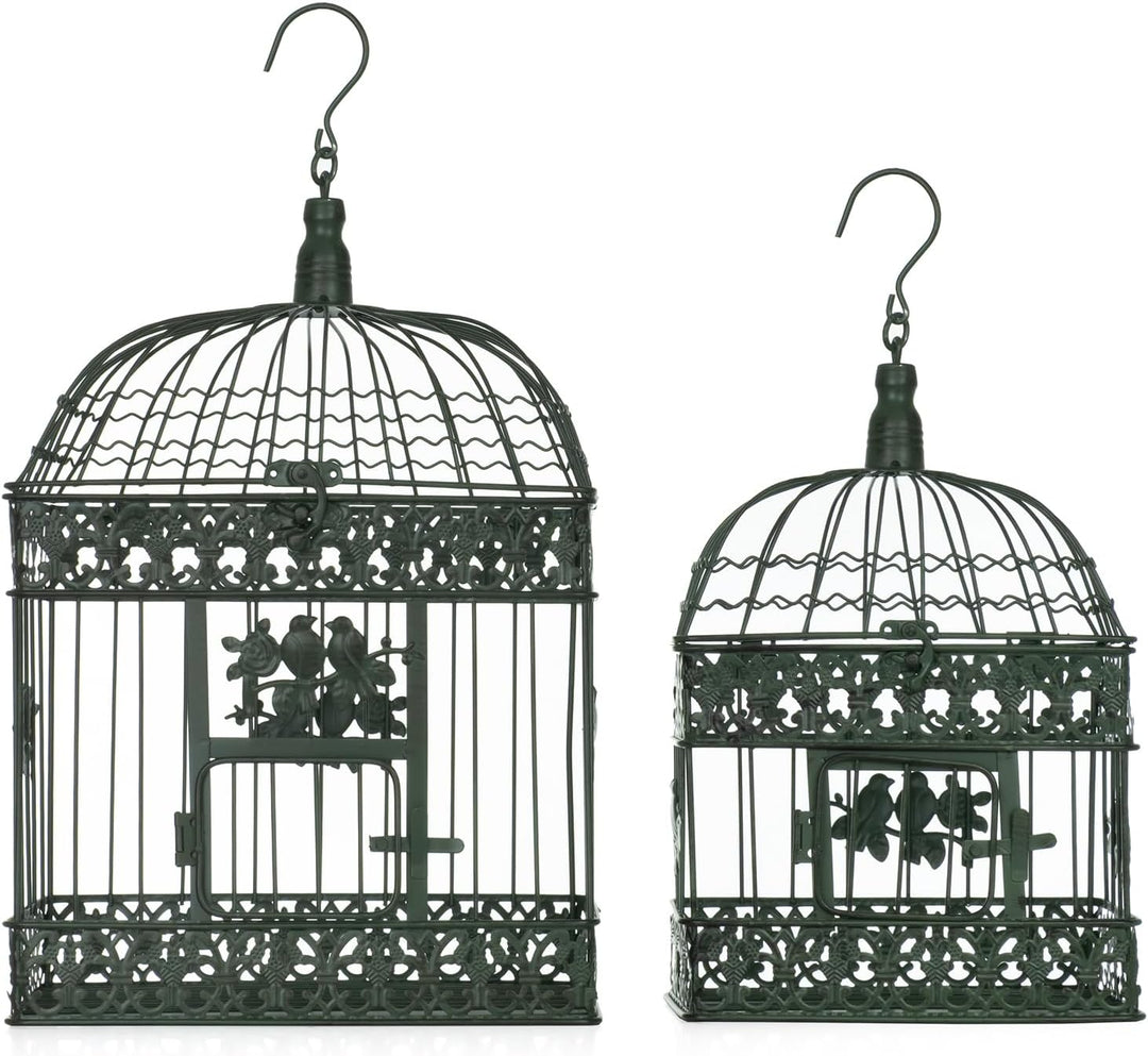 Moritz 2er Set Dekokäfige Metall altgrün Vintage Vogelkäfig Hängedeko Shabby Chic Garten Deko Käfige
