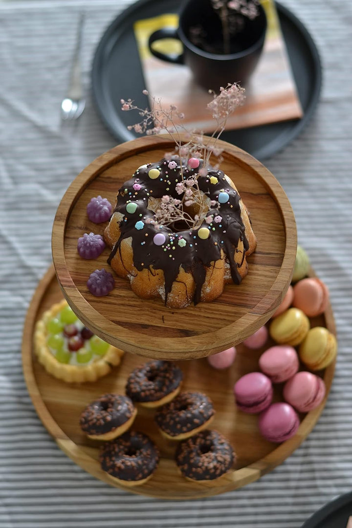 Natuhr Etagere Kuchenplatte - Delight - Servierplatte Käseplatte Obstteller Tortenplatte Eiche Massi