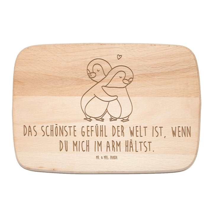 Mr. & Mrs. Panda Holzbrett Pinguine Kuscheln - Geschenk, Hochzeitstag, Liebesbeweis, schneidbrett, F