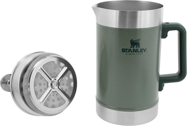 STANLEY Classic Stay Hot French Press 1.4L Hammertone Green - Hält 4 Stunden heiss - Minimaler Boden