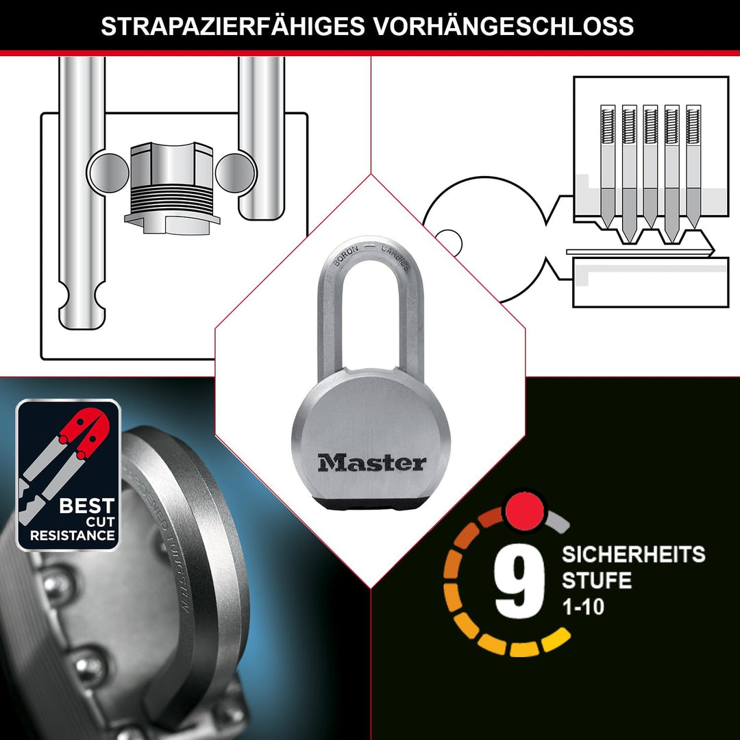 MASTER LOCK Hochleistungsvorhängeschloss [Schlüssel] [Massivem Stahl] [Aussenbereich] M830EURDLH - I