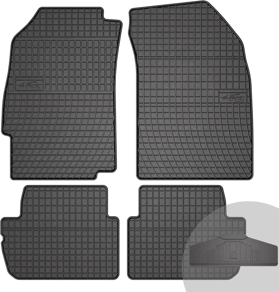 FROGUM EL Toro Gummimatten Ganzjähriges-Set von Autofussmatte Auto Fussmatten für Chevrolet Spark IV