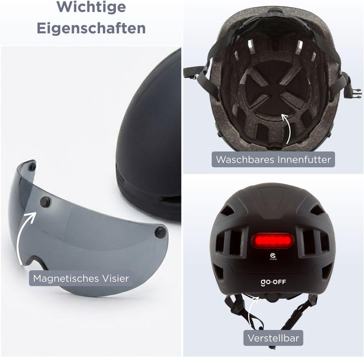 GOOFF Pilot S-Pedelec Helm - Schutz für schnelle E-Bike Fahrten – Fahrradhelm mit Visier und Licht –