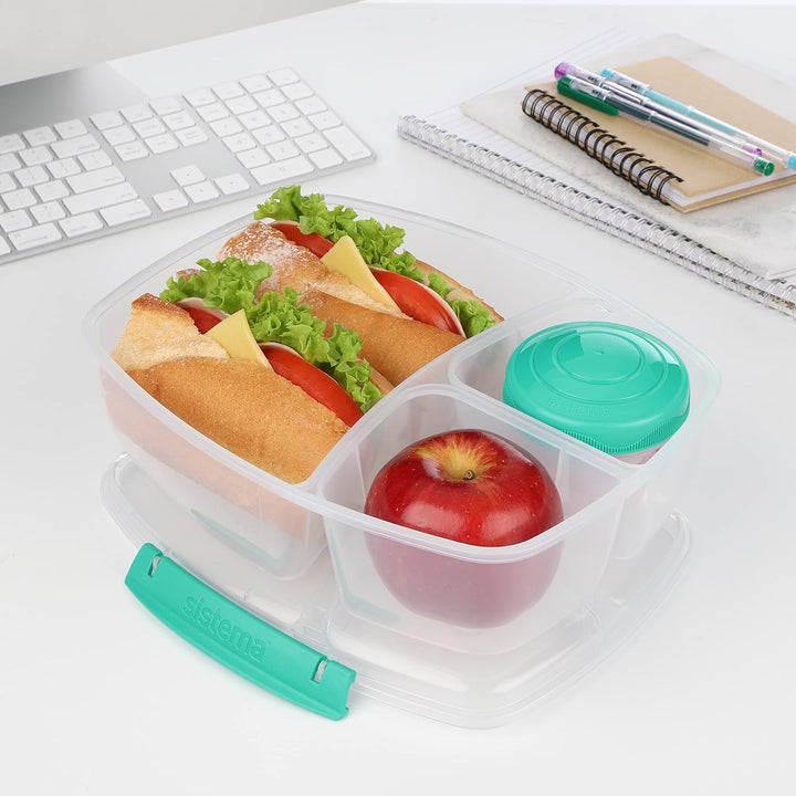 Sistema TO GO Triple Split Brotdose mit Joghurtbehälter | 2L luftdichter und stapelbarer Lunchbox fü