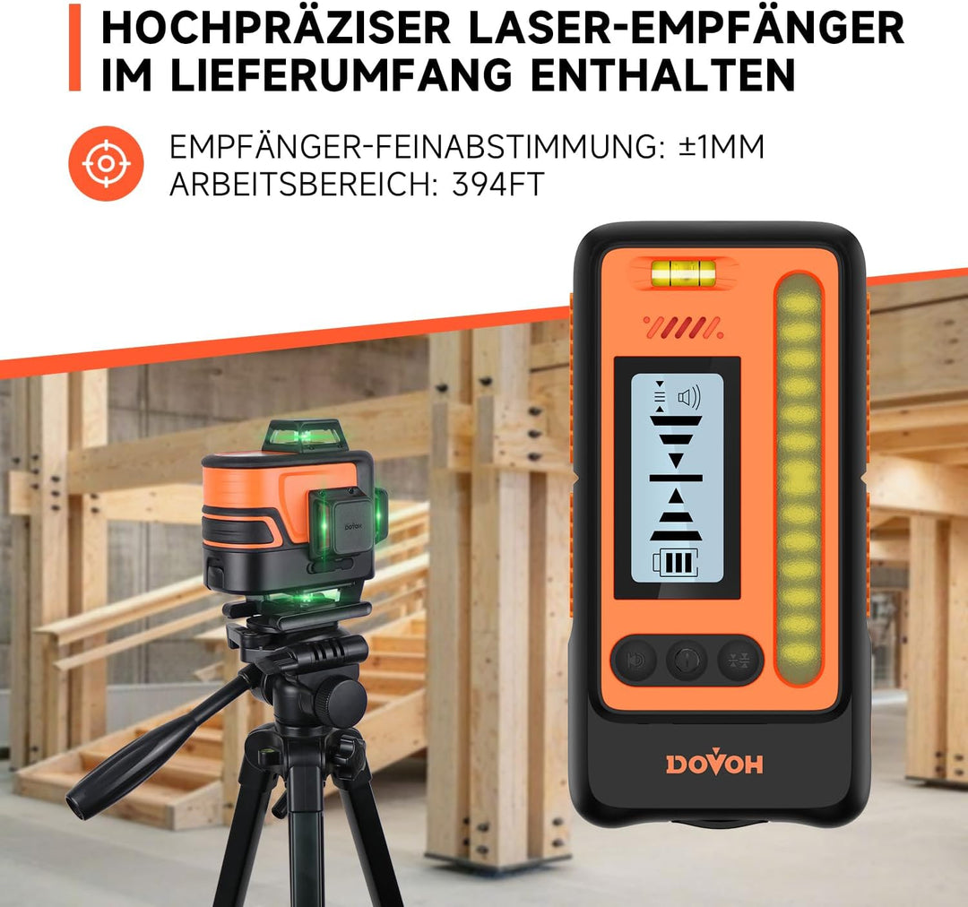 Draussen kreuzlinienlaser 4x360° mit Empfänger, Selbstnivellierung 16 Linien Laser Wasserwaage, 400f