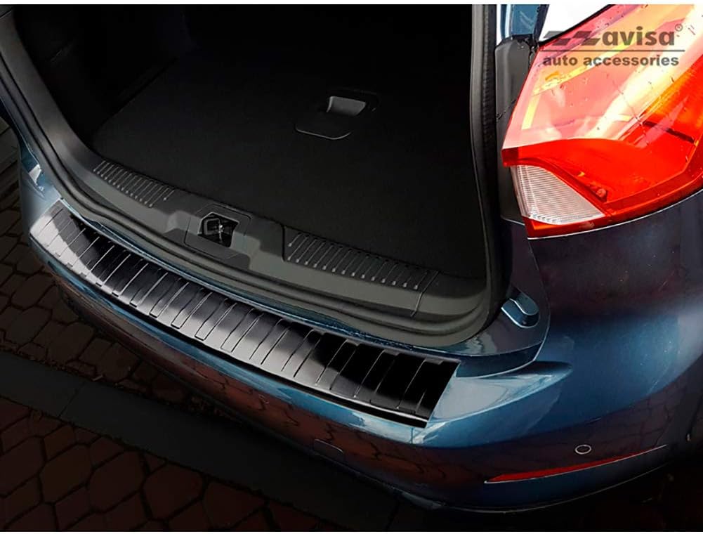 Avisa Schwarz Edelstahl Heckstossstangenschutz kompatibel mit Ford Focus IV Kombi 2018- 'Ribs'