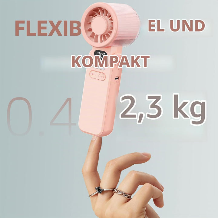 Handventilator Tragbarer Mini Ventilator mit 100 Stufen, USB Ventilator Wiederaufladbarer Akku, 3-in