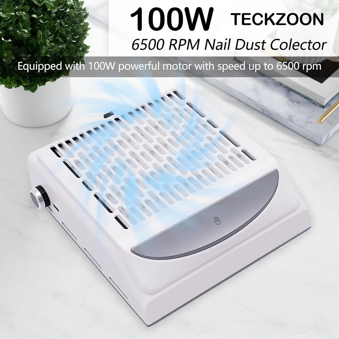 Staubabsaugung Für Nägel, 100W Nagelstaubsauger mit 2-in-1 Filter & LED Licht, drehbarer Saugkraftre