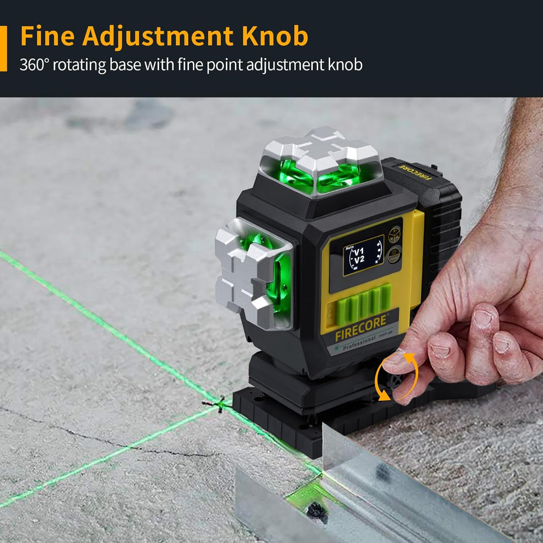 FIREOCRE Laser Level,4 x 360 Selbstnivellierendes grünes Fliesenlaserwerkzeug,3D Kreuzlinienlaser Ni
