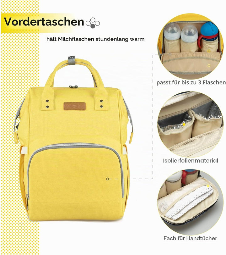 NEVEQ Baby Wickelrucksack, Babytasche für Reise, Wickeltasche Grosse Kapazität, Multifach Reise Ruck