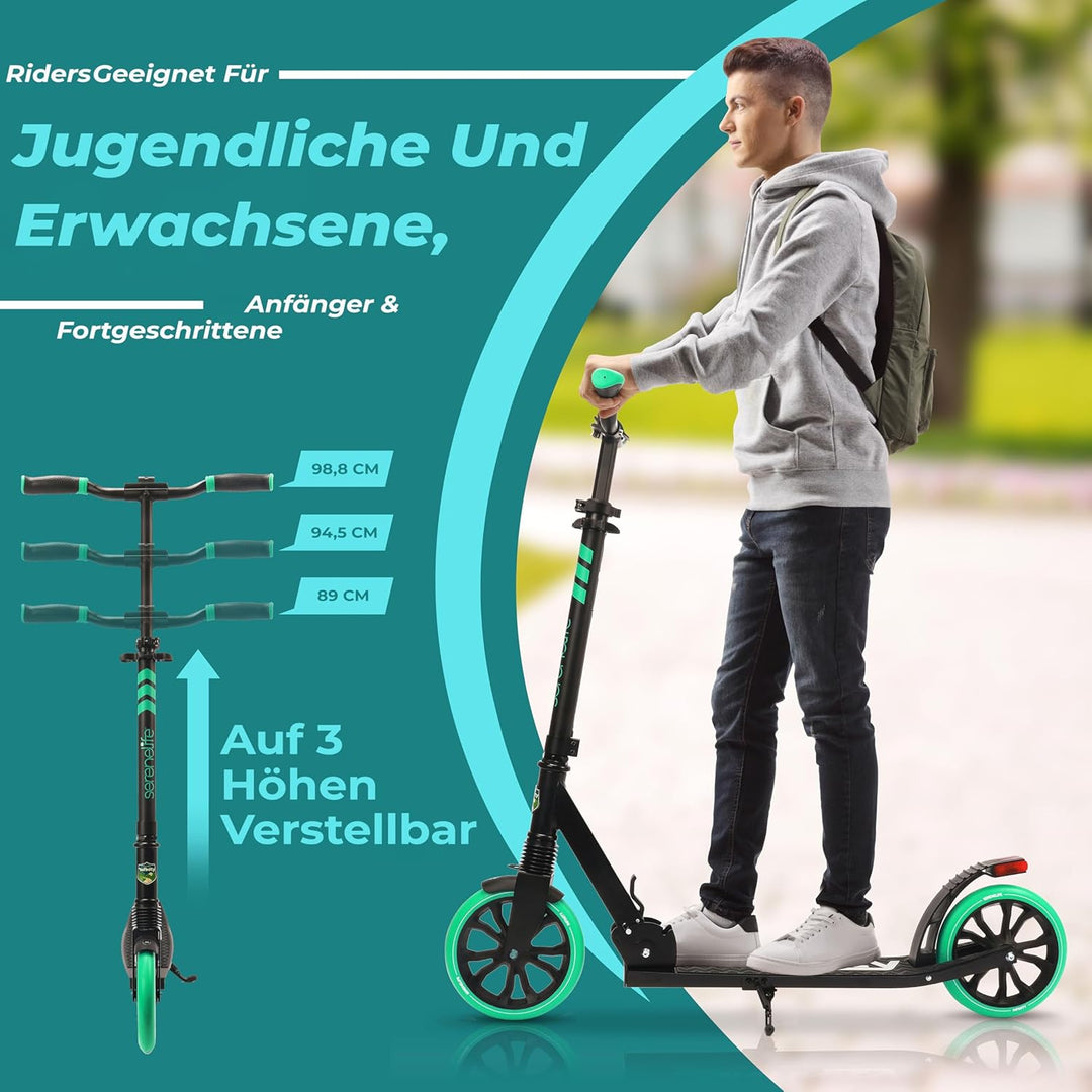 SereneLife Roller für Kinder & Erwachsene, Unisex-Tretroller, Cityroller, klappbar & höhenverstellba