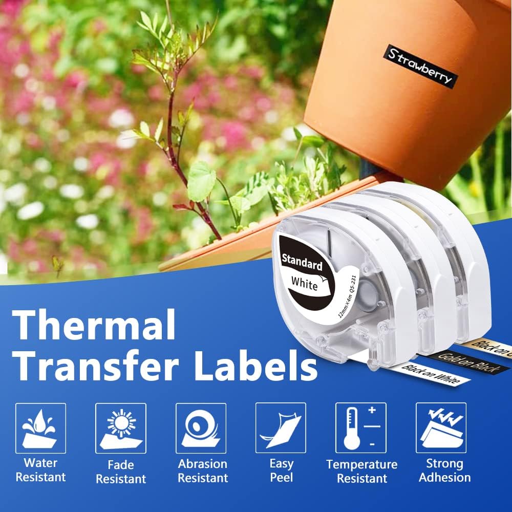 10x Phomemo P12 Original Thermotransfer-Etiketten 12mm x 4m Mehrfarbig Q5-131/Q5-231/Q5-334/Q5-335/Q