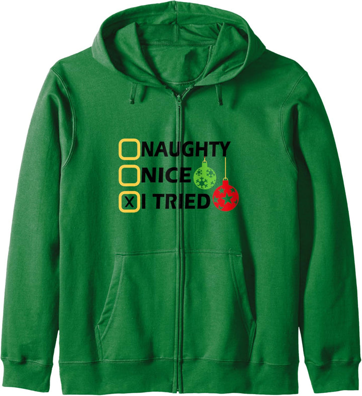Funny Naughty List Christmas Tee for Kids, Teens, Adults Kapuzenjacke