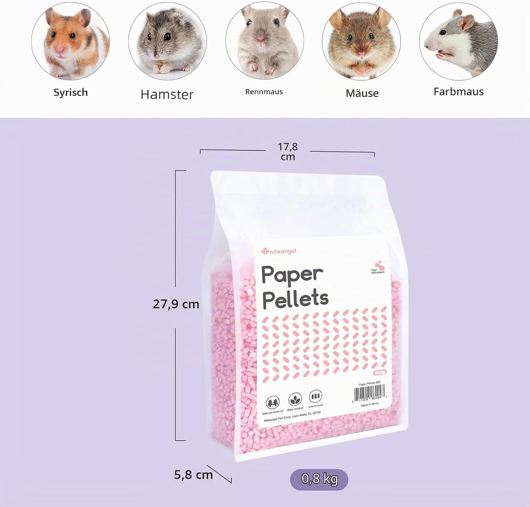 Niteangel Hamster-Papierpellets als Einstreu für syrische Zwerghamster, Gerbils, Mäuse, Lemminge, De