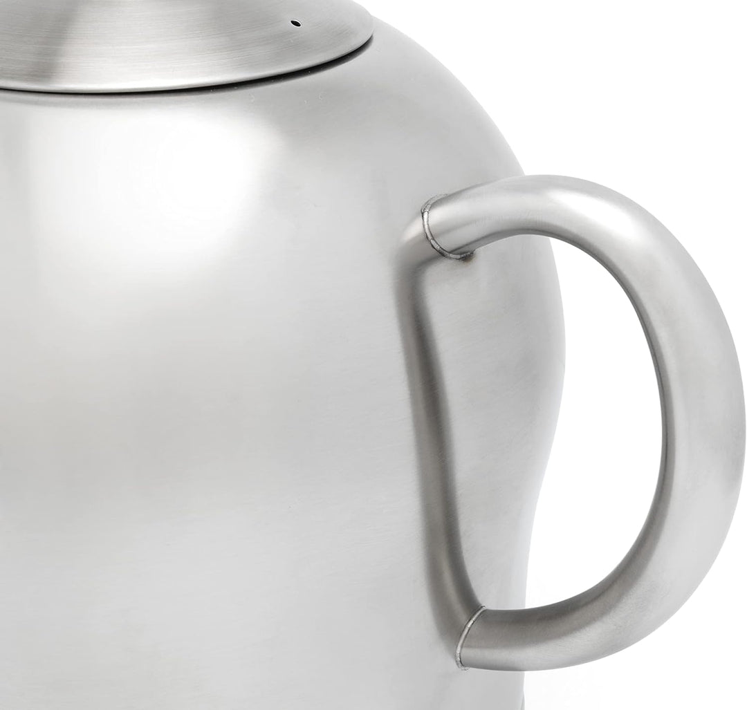 grosse runde doppelwandige XL Edelstahl Teekanne 2.0 Liter Matt 2,0 L, Matt 2,0 L