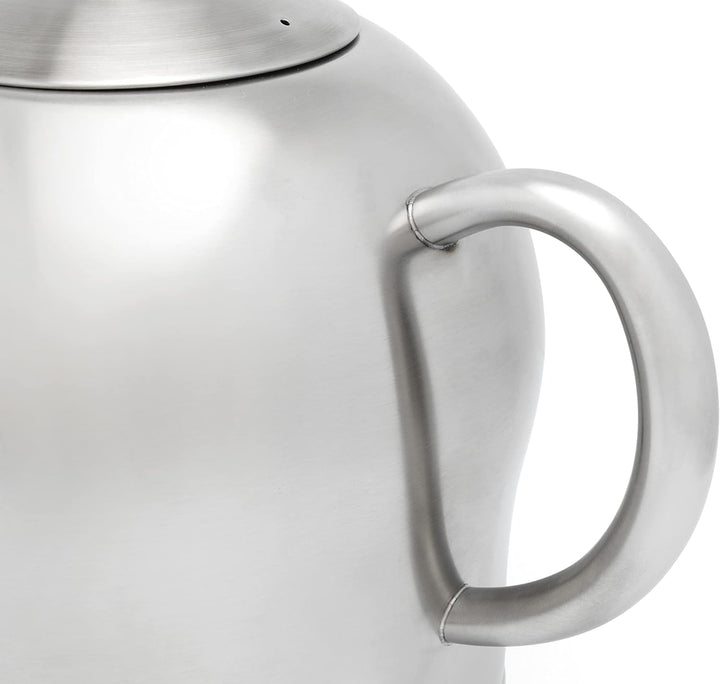grosse runde doppelwandige XL Edelstahl Teekanne 2.0 Liter Matt 2,0 L, Matt 2,0 L