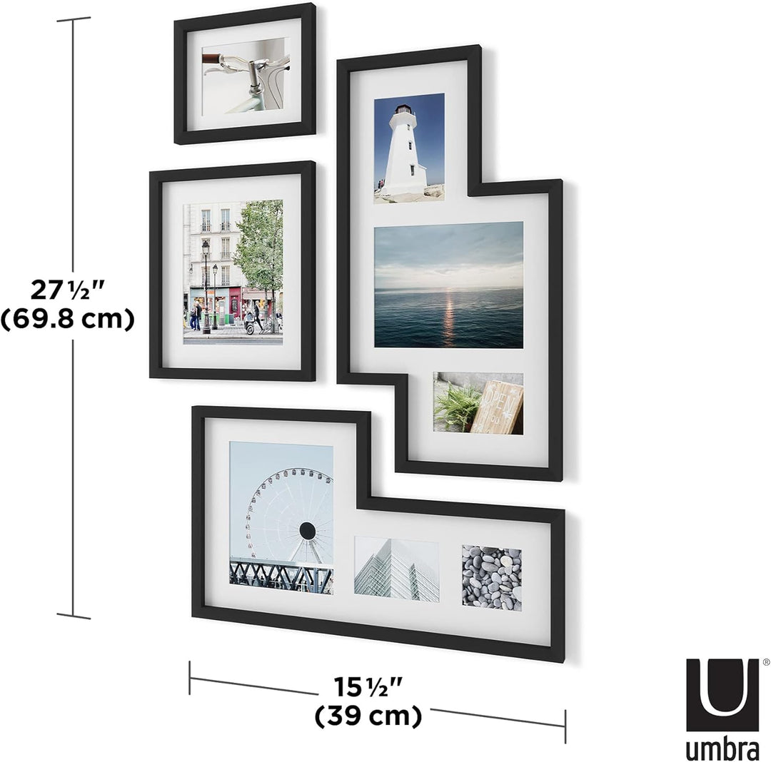Umbra Mingle Galerie Bilderrahmen-Set und Fotocollage, 4-teilig, für 10x10cm, 13x18cm, 20x25cm Bilde