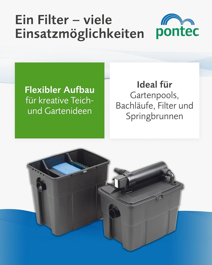 Pontec 50239 Mehrkammerfilter MultiClear Set 8000, Filter, Komplettset, Durchlauffilter, Durchlauffi