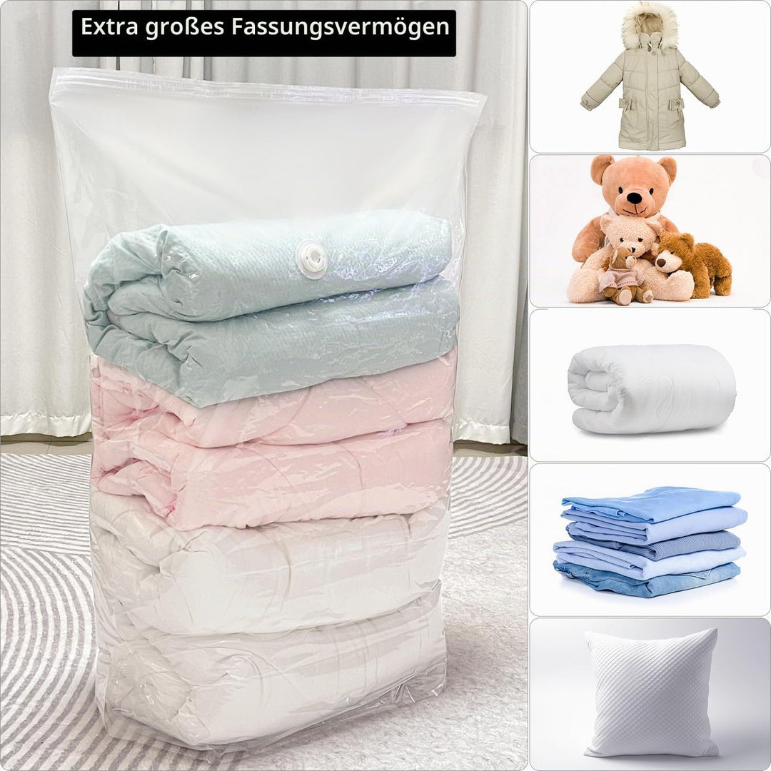 QWORK® 4 Stück Würfel Vakuumbeutel, 80x100x38 cm Extra Grosse Wiederverwendbare Vaccumiertüten, für