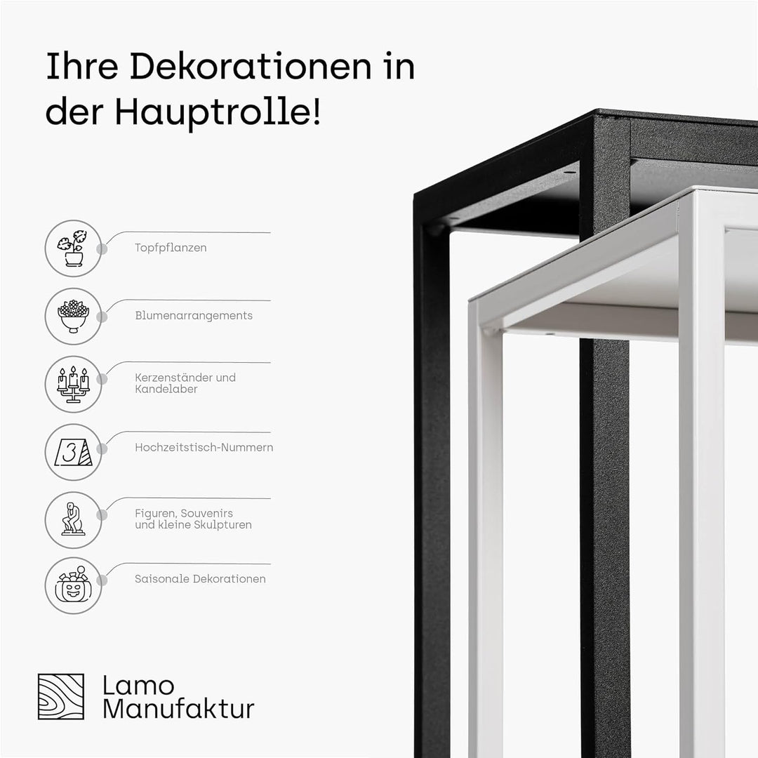 LAMO Manufaktur Blumenständer Weiss aus Metall 28 cm | Pflanzensäule für Innenräume - Wohnzimmer, Sc