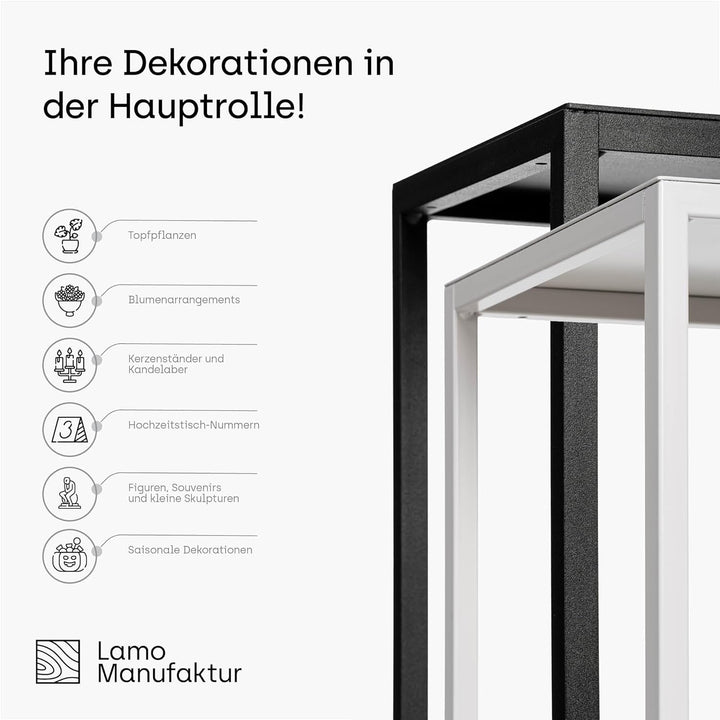 LAMO Manufaktur Pflanzenständer Set 3 Stück 28/48/68 cm - Blumenhocker Blau aus Metall | Blumenständ