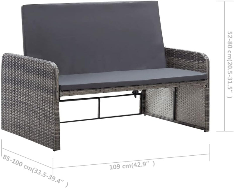 vidaXL Gartenmöbel 2-TLG. mit Auflagen Speicherfunktion Sitzgruppe Lounge Sofa Hocker Gartensofa Gar