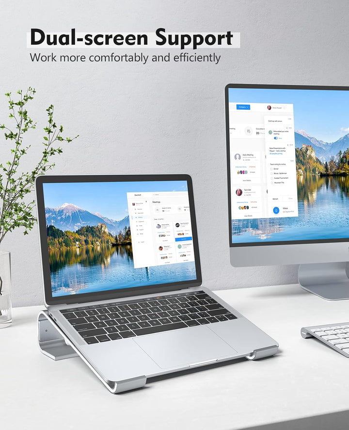 Soqool, Laptop-Ständer für den Schreibtisch, ergonomischer, belüfteter Notebook-Ständer aus Aluminiu