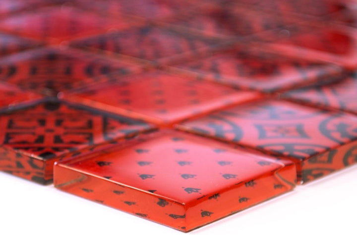 Mosaik Quadrat Crystal Optik rot Glasmosaik Transluzent Transparent 3D, Mosaikstein Format: 48x48x8