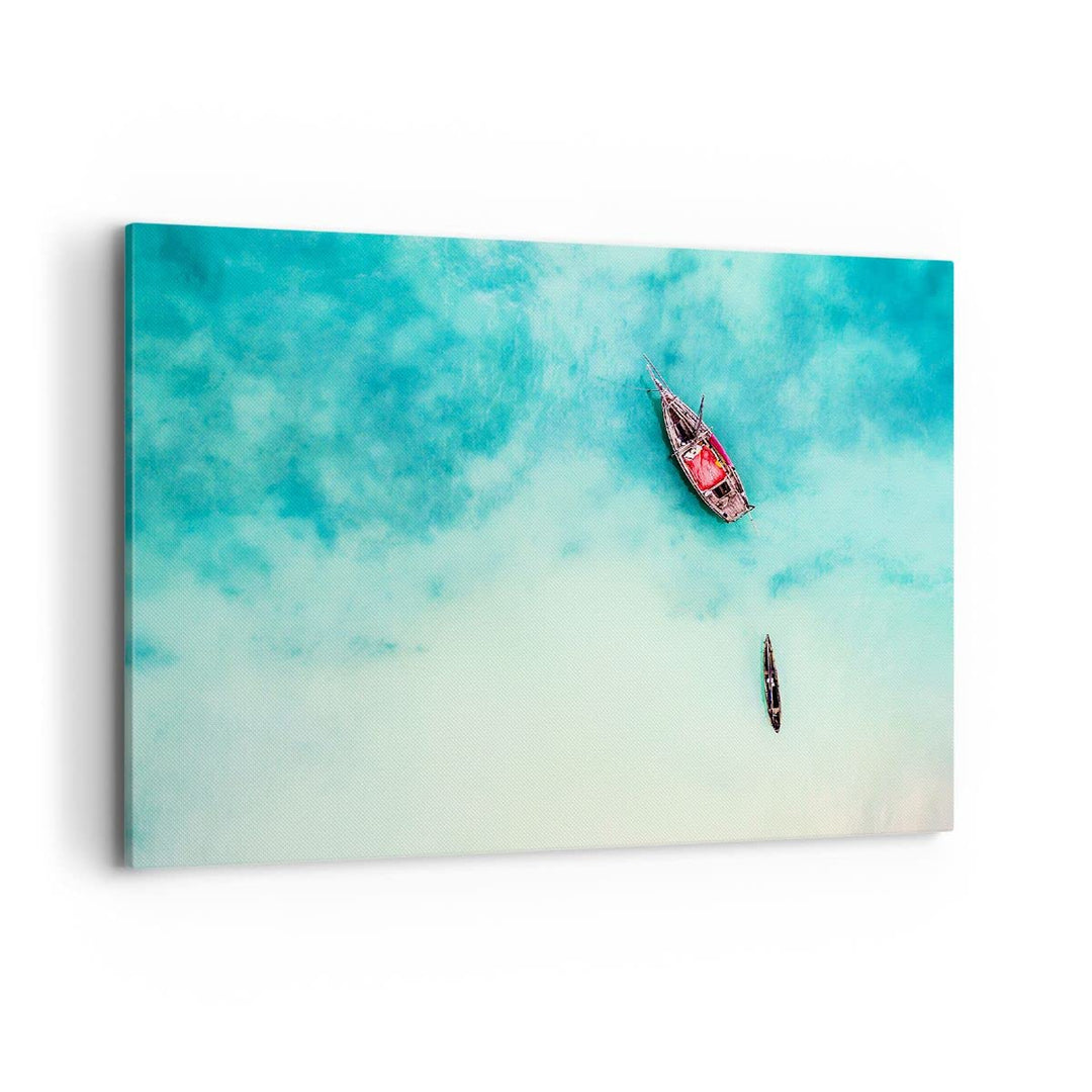 Bilder auf Leinwand 100x70cm Leinwandbild Insel Boot Schiff Ozean Gross Wanddeko Bild Schlafzimmer K