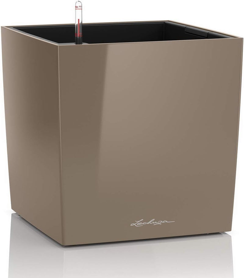 LECHUZA CUBE Premium 30 taupe hochglanz 16465 29.5x29.5x30 cm Taupe Hochglanz, 29.5x29.5x30 cm Taupe