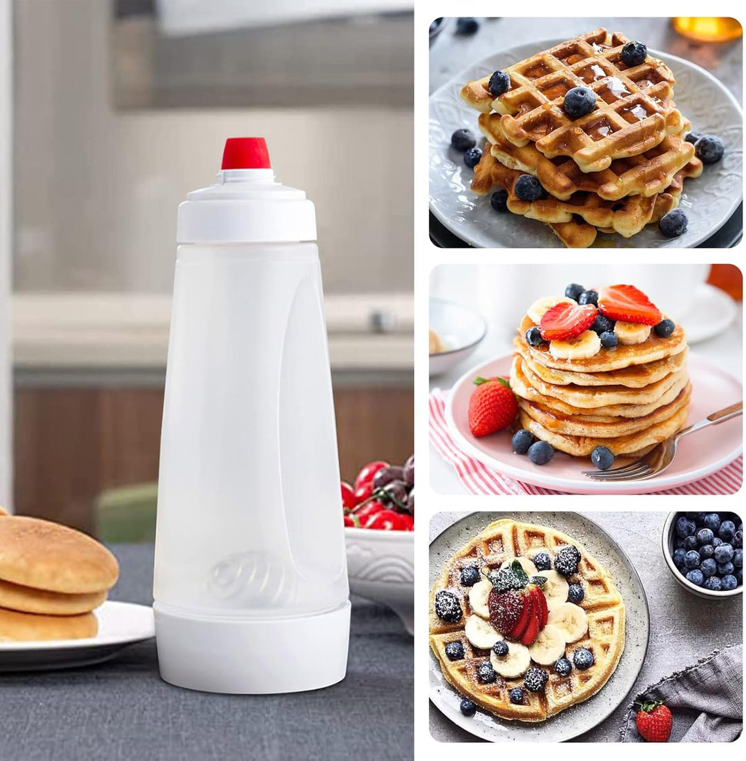 2 Stück Teigspender Quetschflasche, Pancake Mixer Bottle, Teigdosierflasche 1l, Teigflasche Pfannkuc