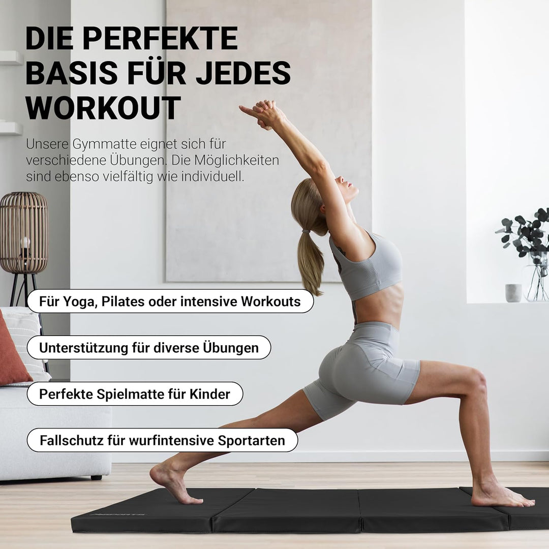 MSPORTS Turnmatte Premium klappbare Weichbodenmatte 190 x 80 x 5 cm Gymnastikmatte faltbare Sportmat