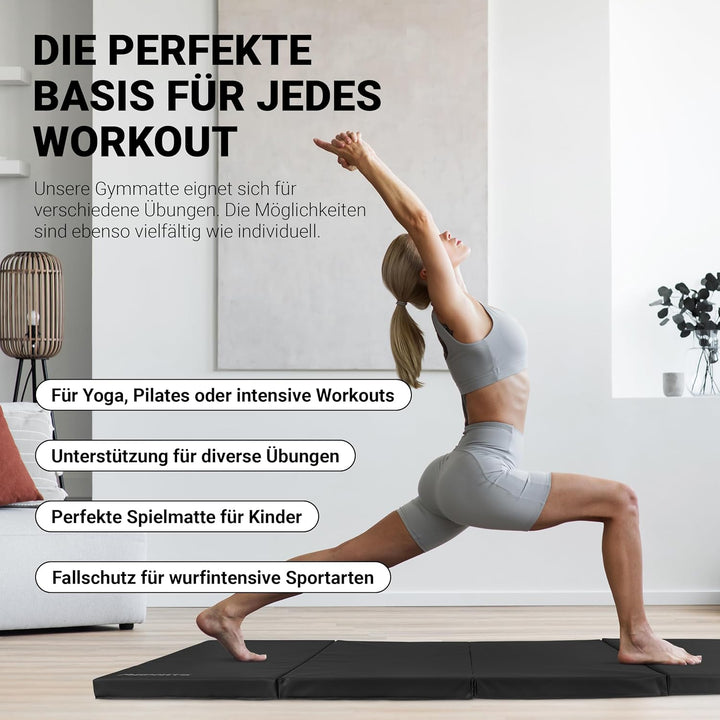 MSPORTS Turnmatte Premium klappbare Weichbodenmatte 190 x 80 x 5 cm Gymnastikmatte faltbare Sportmat