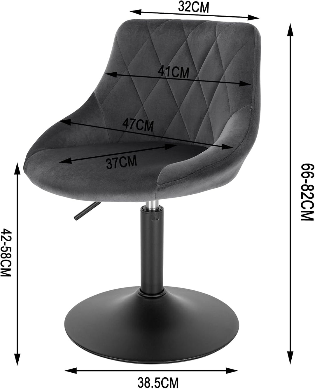 WOLTU Schminktisch Stuhl Hocker, Bequemer Schminkstuhl aus Samt mit Lehne, Höhenverstellbar, 360° Dr